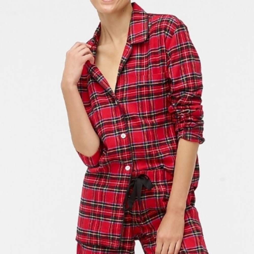 J. Crew red tartan long sleeve button down sleep shirt XS